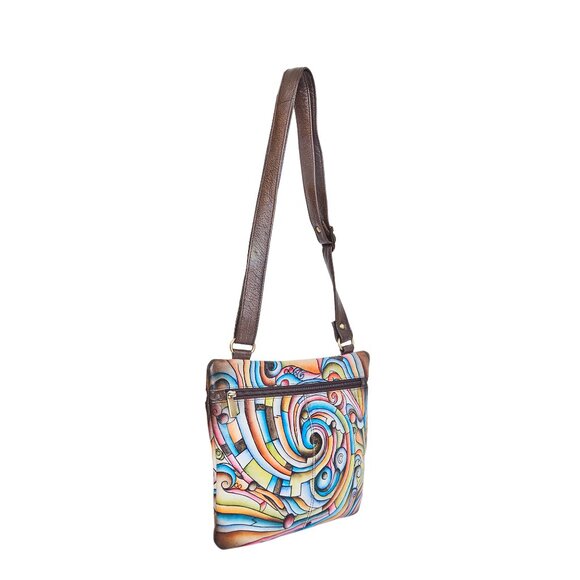 Hand-Painted Women's Leather Crossbody Sling Bag – Over the Shoulder Purses - Picture 2 of 6